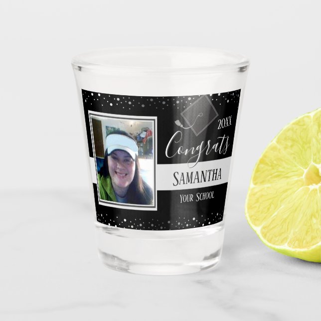 Copo De Shot Graduação Gradua Foto Confetti (Frente)