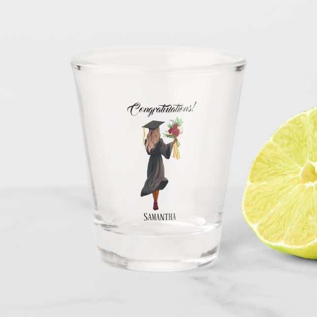 Copo De Shot Graduação personalizada de aquarela (5) (Frente)