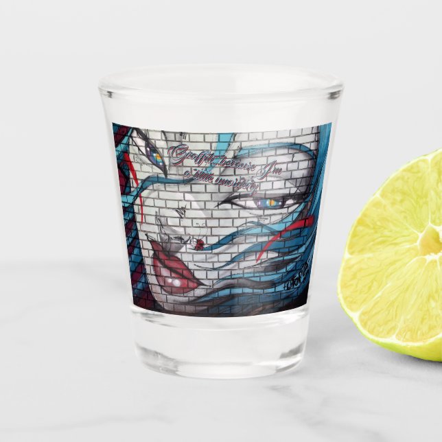 Copo De Shot Graffiti de Menina Asiática  (Frente)