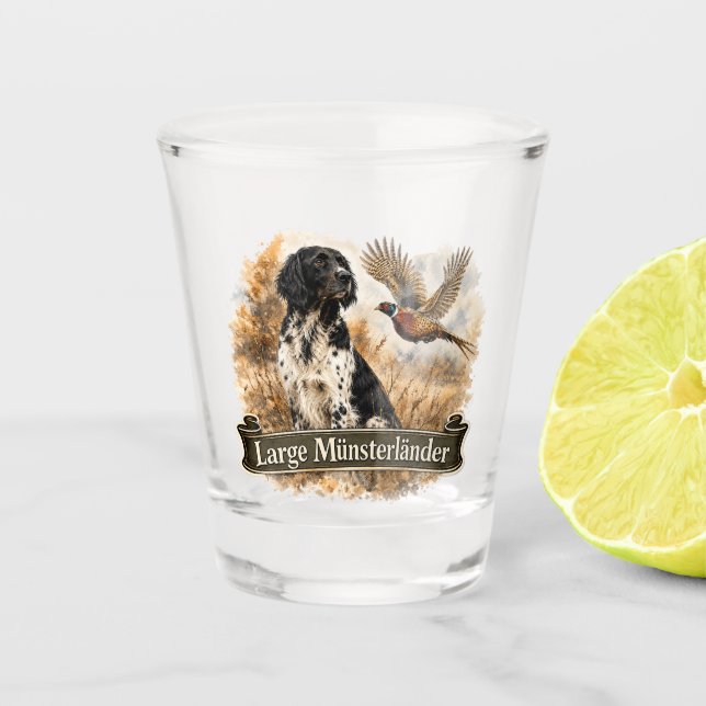 Copo De Shot Grande Münsterländer com Faisão (Frente)