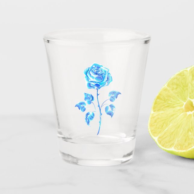 Copo De Shot Gravação de Rosa Azul (Frente)