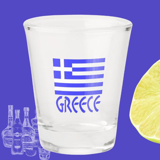 Copo De Shot Grécia em Bandeira Grega Azul (Criador carregado)