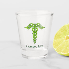 Copo De Shot Green Celtic Knot Caduceus