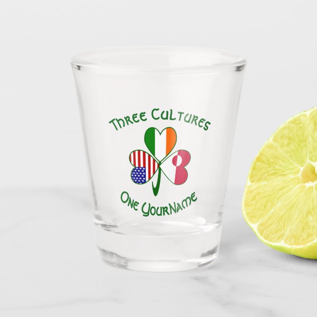 Copo De Shot Greenlander Irish American Flags Shamrock Personal (Frente)