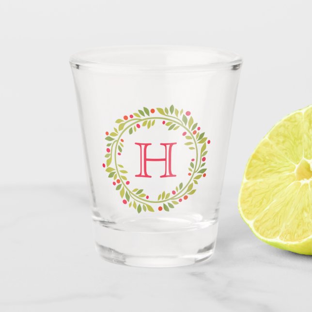 Copo De Shot Grinalda de Folhas Botânicas Clássicas Personaliza (Frente)