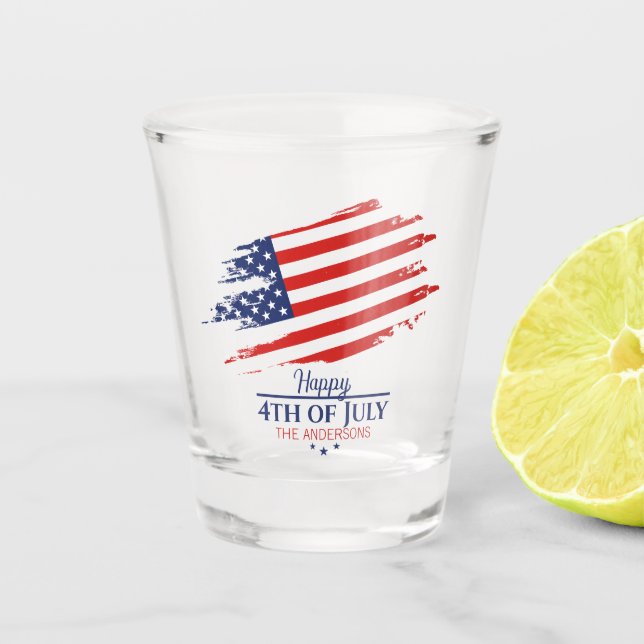 Copo De Shot Grunge American Flag Happy 4 de julho de ID1104 (Frente)