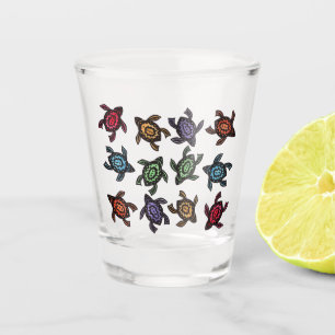Copo De Shot Grupo de Tartarugas Coloridas Marcas Tribais