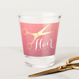 Copo De Shot Hairstylist Makeup Salon Modern Pink Tesoura Doura