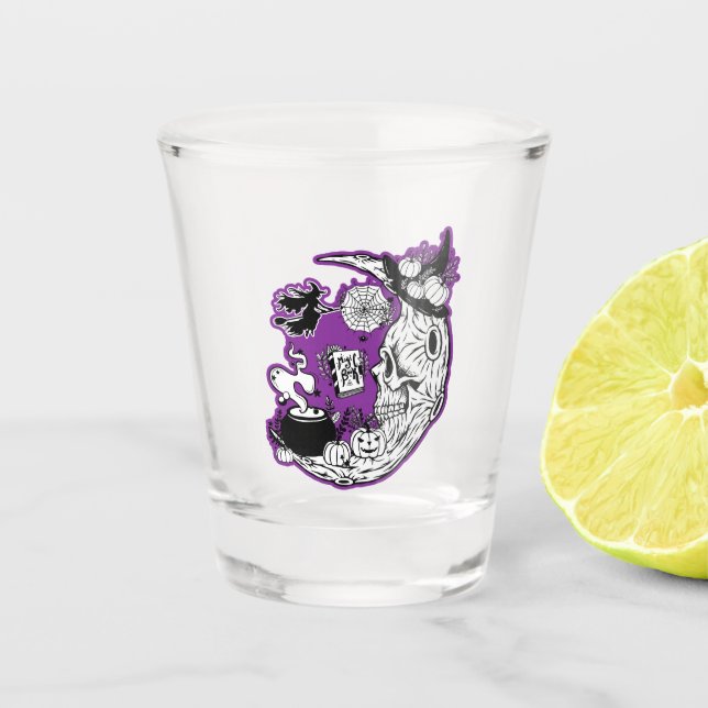 Copo De Shot Halloween Crescent Moon Witold Skull (Frente)