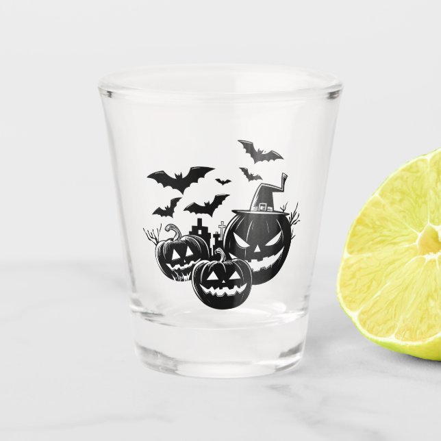 Copo De Shot Halloween in black and white (Frente)