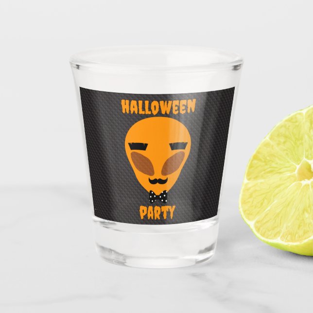 Copo De Shot Halloween Party - Orange - Alien drôle (Frente)