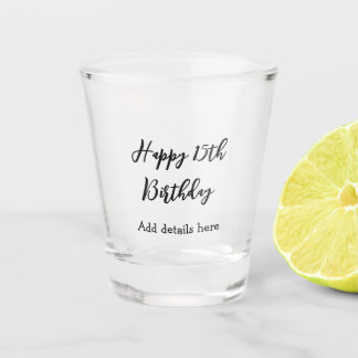 Copo De Shot Happy 15th birthday name quinceanera details simpl