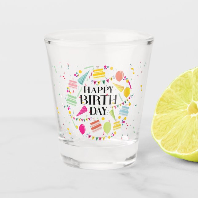 Copo De Shot Happy Birthday Celebrations Shot Glass (Frente)