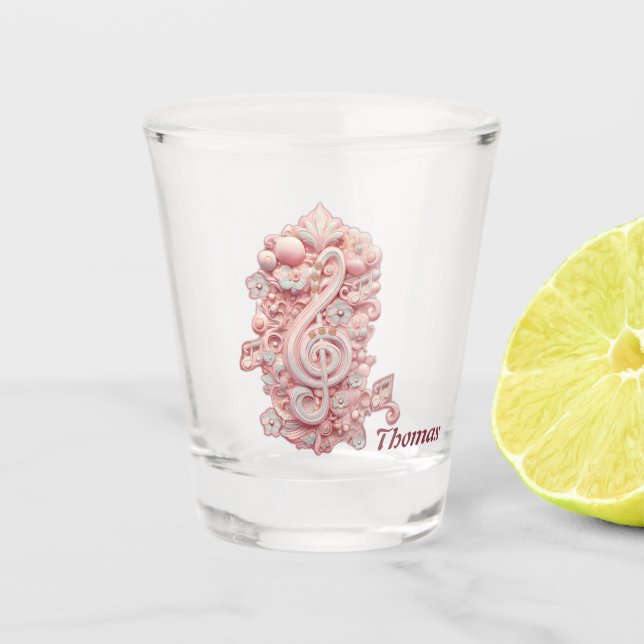 Copo De Shot Harmonia a rosa, uma majestosa e estilizada clave  (Frente)