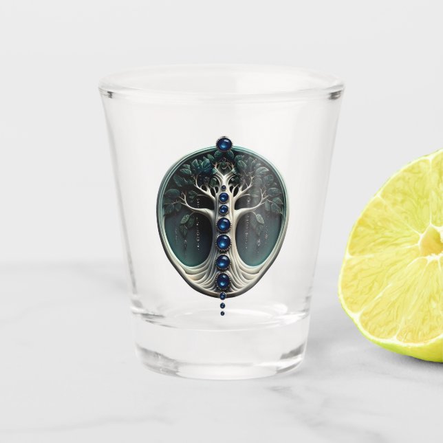 Copo De Shot Harmonia na árvore mística da vida. (Frente)