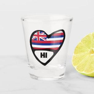 Copo De Shot Havaí, Bandeira do Estado HI no Coração, Vidro-Fot