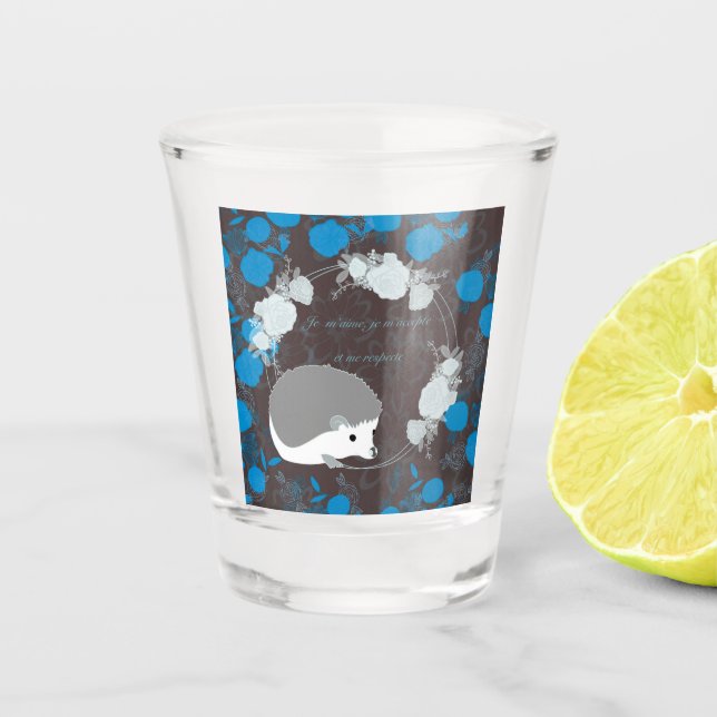 Copo De Shot hérisson, fleur de vie, bleu, mandala,zen,chakra (Frente)