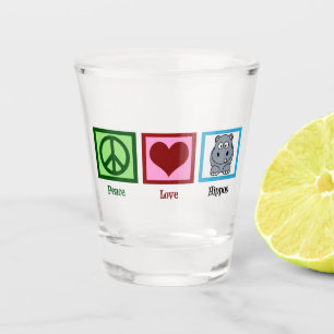 Copo De Shot Hipopótamos do amor da paz