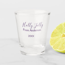 Copo De Shot Holly Jolly holidays add name family year purple s