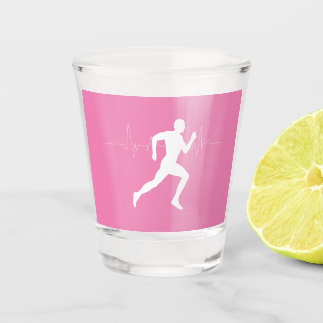 Copo De Shot Homem Runners Silhouette em Fundo Rosa (Frente)