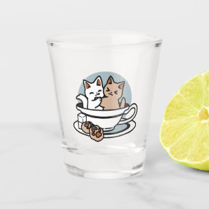 Copo De Shot Hora do Tea Meow - Design de Gato e Chá