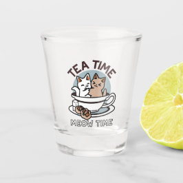 Copo De Shot Hora do Tea Meow - Design de Gato e Chá
