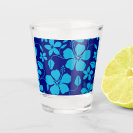 COPO DE SHOT HULA HAWAIANA (HIBISCO) EM AZUL ESCURO/CLARO