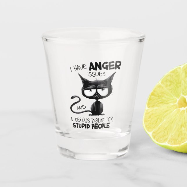 Copo De Shot I Have Anger Issues Funny Cat Lover Gift  (Frente)