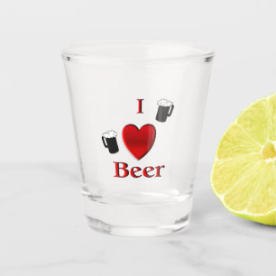 Copo De Shot I Heart Beer Design