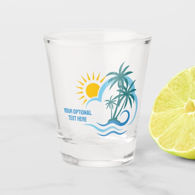 Copo De Shot Ilhas Tropicais de Texto Personalizado (Frente)