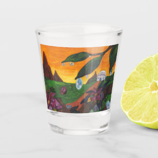 Copo De Shot Ilustração de Aquarelas da Borboleta Fantasia Mund