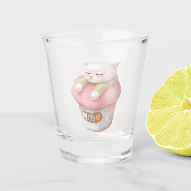 Copo De Shot Ilustração de Cupcake Miss You (Frente)