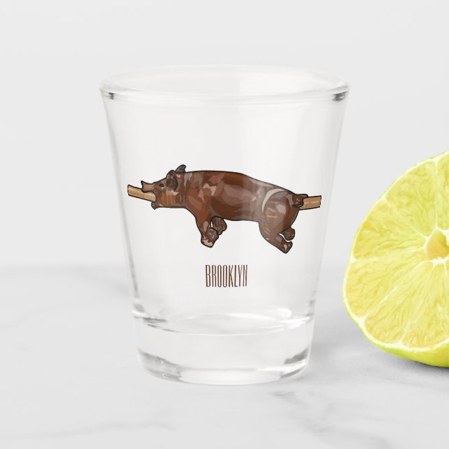 Copo De Shot Ilustração de desenho animado assado/assado porcin (Frente)