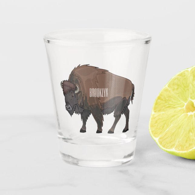 Copo De Shot Ilustração de desenho animado Bison (Frente)