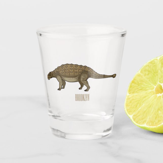 Copo De Shot Ilustração de desenho animado de Ankylosaurus (Frente)
