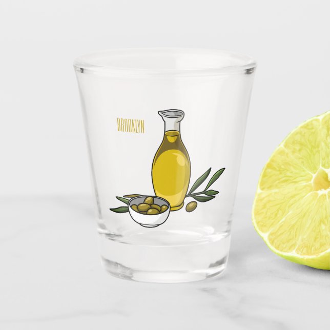 Copo De Shot Ilustração de desenho animado de azeite (Frente)