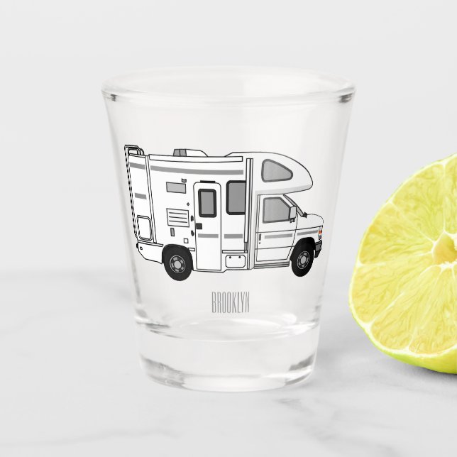 Copo De Shot Ilustração de desenho animado de Campervan (Frente)