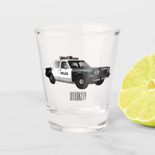 Copo De Shot Ilustração de desenho animado de carro da polícia