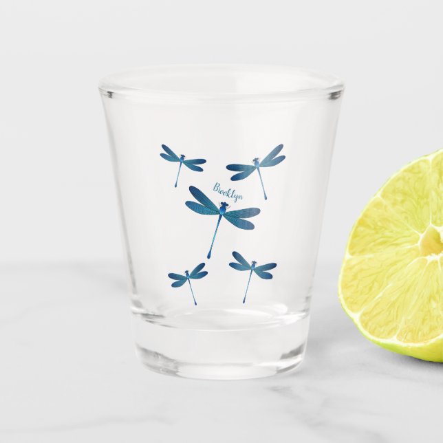 Copo De Shot Ilustração de desenho animado de Dragonfly (Frente)
