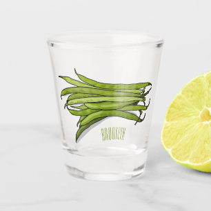 Copo De Shot Ilustração de desenho animado de feijão verde