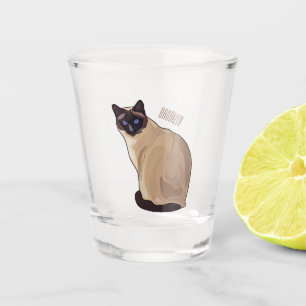 Copo De Shot Ilustração de desenho animado de gato siamês