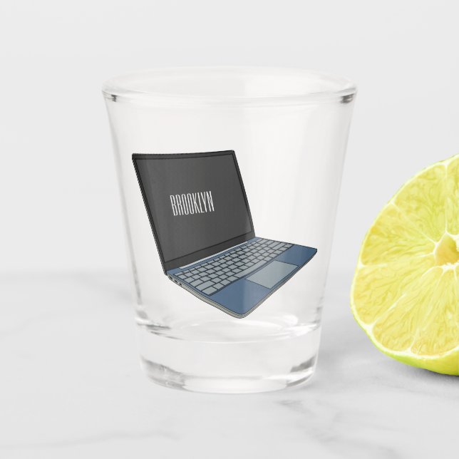 Copo De Shot ilustração de desenho animado de laptop (Frente)