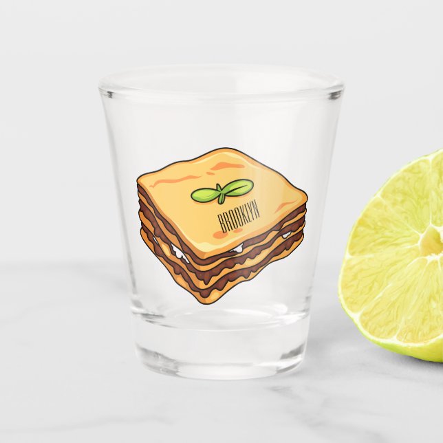 Copo De Shot Ilustração de desenho animado de Lasagna (Frente)