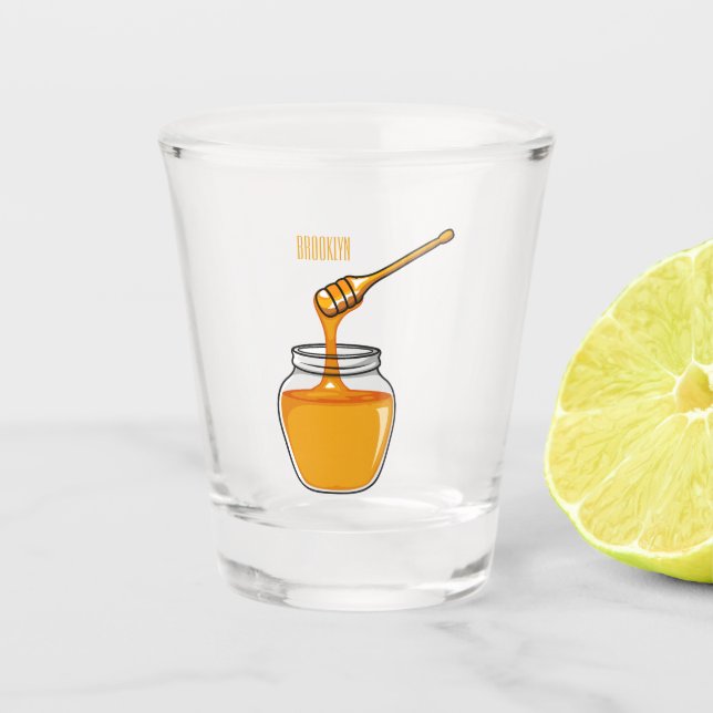 Copo De Shot Ilustração de desenho animado de mel (Frente)