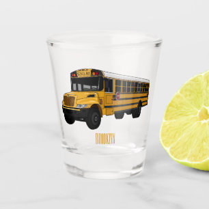 Copo De Shot Ilustração de desenho animado de ônibus escolar