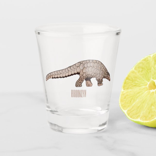 Copo De Shot Ilustração de desenho animado de Pangolin (Frente)