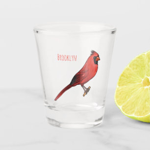 Copo De Shot ilustração de desenho animado de pássaro cardinal 