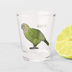 Copo De Shot Ilustração de desenho animado de pássaro Kakapo