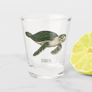 Copo De Shot Ilustração de desenho animado de tartaruga marinha