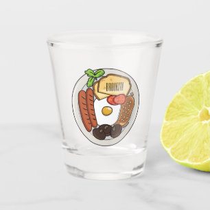 Copo De Shot Ilustração de desenho animado do café da manhã em